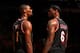 MIAMI, FL - JANUARY 23: ;(L-R) Chris Bosh #1 and LeBron James #6 of the Miami Heat during the game against the Los Angeles Lakers at American Airlines Arena in Miami, Florida on Jan. 23, 2014. NOTE TO USER: User expressly acknowledges and agrees that, by