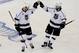 NEW YORK, NY - JUNE 09: Jake Muzzin #6 and Drew Doughty #8 of the Los Angeles Kings celebrate Muzzin's goal on Henrik Lundqvist #30 of the New York Rangers during the first period of Game Three of the 2014 NHL Stanley Cup Final at Madison Square Garden o