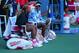 Aug 28, 2014; New York, NY, USA; Venus Williams (USA) and Serena Williams (USA) before playing Timea Babos (HUN) and Kristina Mladenovic (FRA) on the Grandstand Court on day four of the 2014 U.S. Open tennis tournament at USTA Billie Jean King National