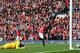 MANCHESTER, ENGLAND - OCTOBER 05: Radamel Falcao of Manchester United celebrates scoring his team's second goal during the Barclays Premier League match between Manchester United and Everton at Old Trafford on October 5, 2014 in Manchester, England. (Ph