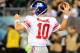 PHILADELPHIA, PA - OCTOBER 12: Quarterback Eli Manning #10 of the New York Giants throws a pass during a football game against the Philadelphia Eagles at Lincoln Financial Field on October 12, 2014 in Philadelphia, Pennsylvania. (Photo by Evan Habeeb/Gett