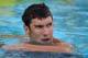 Aug 6, 2014; Irvine, CA, USA; Michael Phelps reacts after placing seventh in the 100m freestyle in the 2014 USA National Championships at William Woollett Jr. Aquatics Complex. Mandatory Credit: Kirby Lee-USA TODAY Sports