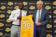 EL SEGUNDO, CA - JUNE 30: Julius Randle #30 of the Los Angeles Lakers poses for a photo with Los Angeles Lakers General Manager Mitch Kupchak during his introductory press conference on June 30, 2014 at the Toyota Sports Center in El Segundo, California.