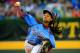 SOUTH WILLIAMSPORT, PA - AUGUST 20: Mo'ne Davis #3 of Pennsylvania pitches to a Nevada batter during the first inning of the United States division game at the Little League World Series tournament at Lamade Stadium on August 20, 2014 in South Williamspo