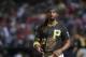 Sep 25, 2014; Atlanta, GA, USA; Pittsburgh Pirates center fielder Andrew McCutchen (22) is shown after the bottom of the fifth inning of their game against the Atlanta Braves at Turner Field. The Pirates won 10-1. Mandatory Credit: Jason Getz-USA TODAY Sp
