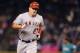 Sep 26, 2014; Seattle, WA, USA; Los Angeles Angels center fielder Mike Trout (27) rounds the bases after hitting a solo home run against the Seattle Mariners during the sixth inning at Safeco Field. Mandatory Credit: Steven Bisig-USA TODAY Sports