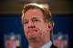 NEW YORK, NY - OCTOBER 08: NFL Commissioner Roger Goodell holds a press conference on October 8, 2014 in New York City. Goodell addressed the media at the conclusion of the annual Fall league meeting in the wake of a string of high-profile incidents, inc