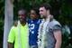 January 24, 2014; Ko'Olina, HI, USA; Team Sanders offensive coordinator Pep Hamilton of the Indianapolis Colts (left) and quarterback Andrew Luck of the Indianapolis Colts (12, right) pose for a photo during the 2014 Pro Bowl media day at J.W. Marriott Ih