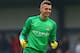 MANCHESTER, ENGLAND - OCTOBER 02: Angus Gunn of Manchester City celebrates his team scoring a goal during the UEFA Youth Champions League match between Manchester City and FC Bayern Muenchen at Ewen Fields on October 2, 2013 in Manchester, England. (Pho