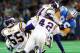 16 Dec 2001: Tight End David Sloan #86 of the Detroit Lions drives through Robert Griffith #24, Lemanski Hall #55 and Orlando Thomas #42 of the Minnesota Vikings defense at The Pontiac Silverdome in Pontiac, Michigan. The Lions won their first game of th
