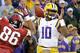 Arkansas defensive end Trey Flowers (No. 86) rushes LSU quarterback Anthony Jennings (No. 10) in last year's contest. The two will meet again on Saturday in Fayetteville.
