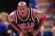SACRAMENTO, CA - NOVEMBER 23: Michael Jordan #23 of the Chicago Bulls defends against the Sacramento Kings on November 23, 1997 at Arco Arena in Sacramento, California. NOTE TO USER: User expressly acknowledges and agrees that, by downloading and or using
