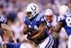 INDIANAPOLIS, IN - NOVEMBER 16: Ahmad Bradshaw #44 of the Indianapolis Colts runs the ball against the New England Patriots during the first half of the game at Lucas Oil Stadium on November 16, 2014 in Indianapolis, Indiana. (Photo by Andy Lyons/Getty
