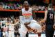 SYRACUSE, NY - NOVEMBER 02: Rakeem Christmas #25 of the Syracuse Orange reacts to a dunk against the Carleton Ravens during the second half at the Carrier Dome on November 2, 2014 in Syracuse, New York. Syracuse defeated Carleton 76-68. (Photo by Rich