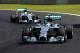 SAO PAULO, BRAZIL - NOVEMBER 09: Nico Rosberg of Germany and Mercedes GP leads Lewis Hamilton of Great Britain and Mercedes GP during the Brazilian Formula One Grand Prix at Autodromo Jose Carlos Pace on November 9, 2014 in Sao Paulo, Brazil. (Photo by