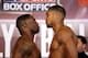 LIVERPOOL, ENGLAND - NOVEMBER 21: Anthony Joshua and Michael Sprott come face to face during the weigh in at on November 21, 2014 in Liverpool, England. (Photo by Scott Heavey/Getty Images)