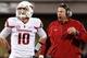 Arkansas QB Brandon Allen (left) and head coach Bret Bielema