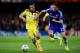 LONDON, ENGLAND - OCTOBER 21: Agim Ibraimi of Maribor and Nemanja Matic of Chelsea compete for the ball during the UEFA Champions League Group G match between Chelsea FC and NK Maribor at Stamford Bridge on October 21, 2014 in London, United Kingdom. (P