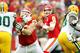 KANSAS CITY, MO - DECEMBER 18: Quarterback Kyle Orton #8 of the Kansas City Chiefs passes during the game against the Green Bay Packers on December 18, 2011 at Arrowhead Stadium in Kansas City, Missouri. (Photo by Jamie Squire/Getty Images)