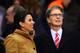 LIVERPOOL, ENGLAND - JANUARY 18: Liverpool co-owner John Henry looks on with wife Linda Pizzuti prior to the Barclays Premier League match between Liverpool and Aston Villa at Anfield on January 18, 2014 in Liverpool, England. (Photo by Michael Regan/Ge