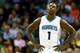 CHARLOTTE, NC - NOVEMBER 24: Lance Stephenson #1 of the Charlotte Hornets reacts to a call against the Los Angeles Clippers during their game at Time Warner Cable Arena on November 24, 2014 in Charlotte, North Carolina.
NOTE TO USER: User expressly ackno