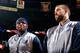 PORTLAND, OR - NOVEMBER 28: Zach Randolph #50 and Marc Gasol #33 of the Memphis Grizzlies during the national anthem before the game against the Portland Trail Blazers on November 28, 2014 at Moda Center in Portland, Oregon. NOTE TO USER: User expressly