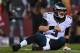 LANDOVER, MD - DECEMBER 20: Quarterback Mark Sanchez #3 of the Philadelphia Eagles looks on after taking a hit in the first half against the Washington Redskins at FedExField on December 20, 2014 in Landover, Maryland. The Washington Redskins won, 27-24.