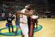 RIO DE JANEIRO, BRAZIL - OCTOBER 11: LeBron James #23 of the Cleveland Cavaliers and Dwyane Wade #3 of the Miami Heat hug after a game at the HSBC Arena as a part of NBA Global Games on October 11, 2014 in Rio de Janeiro, Brazil. NOTE TO USER: User exp