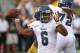 SOUTH BEND, IN - AUGUST 30: Driphus Jackson #6 of the Rice Owls looks to pass against the Notre Dame Fighting Irish at Notre Dame Stadium on August 30, 2014 in South Bend, Indiana. Notre Dame defeated Rice 48-17. (Photo by Jonathan Daniel/Getty Images)