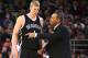 BEIJING, CHINA - OCTOBER 15: Lionel Hollins of the Brooklyn Nets talkes with Mason Plumlee #1 during the game against the Sacramento Kings as part of the 2014 NBA Global Games at the MasterCard Center on October 15, 2014 in Beijing, China. NOTE TO USER: U