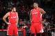 HOUSTON, TX - NOVEMBER 28: Jordan Farmar #1 and Glen Davis #0 of the Los Angeles Clippers during the game against the Houston Rockets on November 28, 2014 at Toyota Center in Houston, Texas. NOTE TO USER: User expressly acknowledges and agrees that, by do