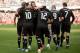GRANADA, SPAIN - NOVEMBER 01: James Rodriguez (2ndL) of Real Madrid CF celebrates scoring their second goal with teammates Pepe (L), Sergio Ramos (3dL), Marcelo (3dR), Karim Benzema (2ndR) and Cristiano Ronaldo (R) s during the La Liga match between Gra