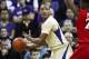 Dec 7, 2014; Seattle, WA, USA; Washington Huskies center Robert Upshaw (24) looks to pass under defensive pressure from the San Diego State Aztecs during the first half at Alaska Airlines Arena. Mandatory Credit: Joe Nicholson-USA TODAY Sports