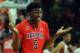 Dec 23, 2014; Las Vegas, NV, USA; Arizona Wildcats forward Stanley Johnson (5) disputes a call towards his bench during a game against UNLV at Thomas and Mack Center. Mandatory Credit: Stephen R. Sylvanie-USA TODAY Sports