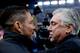 MADRID, SPAIN - JANUARY 07: head coach Diego Pablo Simeone (L) of Atletico de Madrid embraces head coach Carlo Ancelotti (R) of Real Madrid CF during the Copa del Rey Round of 16 first leg match between Club Atletico de Madrid and Real Madrid CF at Vicen