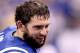 INDIANAPOLIS, IN - JANUARY 04: Quarterback Andrew Luck #12 of the Indianapolis Colts smiles while on the sidelines against the Cincinnati Bengals in the second half during their AFC Wild Card game at Lucas Oil Stadium on January 4, 2015 in Indianapolis,