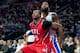 Jan 9, 2015; Auburn Hills, MI, USA; Atlanta Hawks center Al Horford (15) blocks out Detroit Pistons forward Greg Monroe (10) during the second quarter at The Palace of Auburn Hills. Mandatory Credit: Tim Fuller-USA TODAY Sports