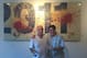 Bill Fickett and Billi Kid with one of Dwyane Wade's pieces as part of "In The Paint."