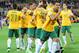 MELBOURNE, AUSTRALIA - JANUARY 09: Tim Cahill of Australia celebrates with teammates after scoring his first goal in the first half during the 2015 Asian Cup match between the Australian Socceroos and Kuwait at AAMI Park on January 9, 2015 in Melbourne,