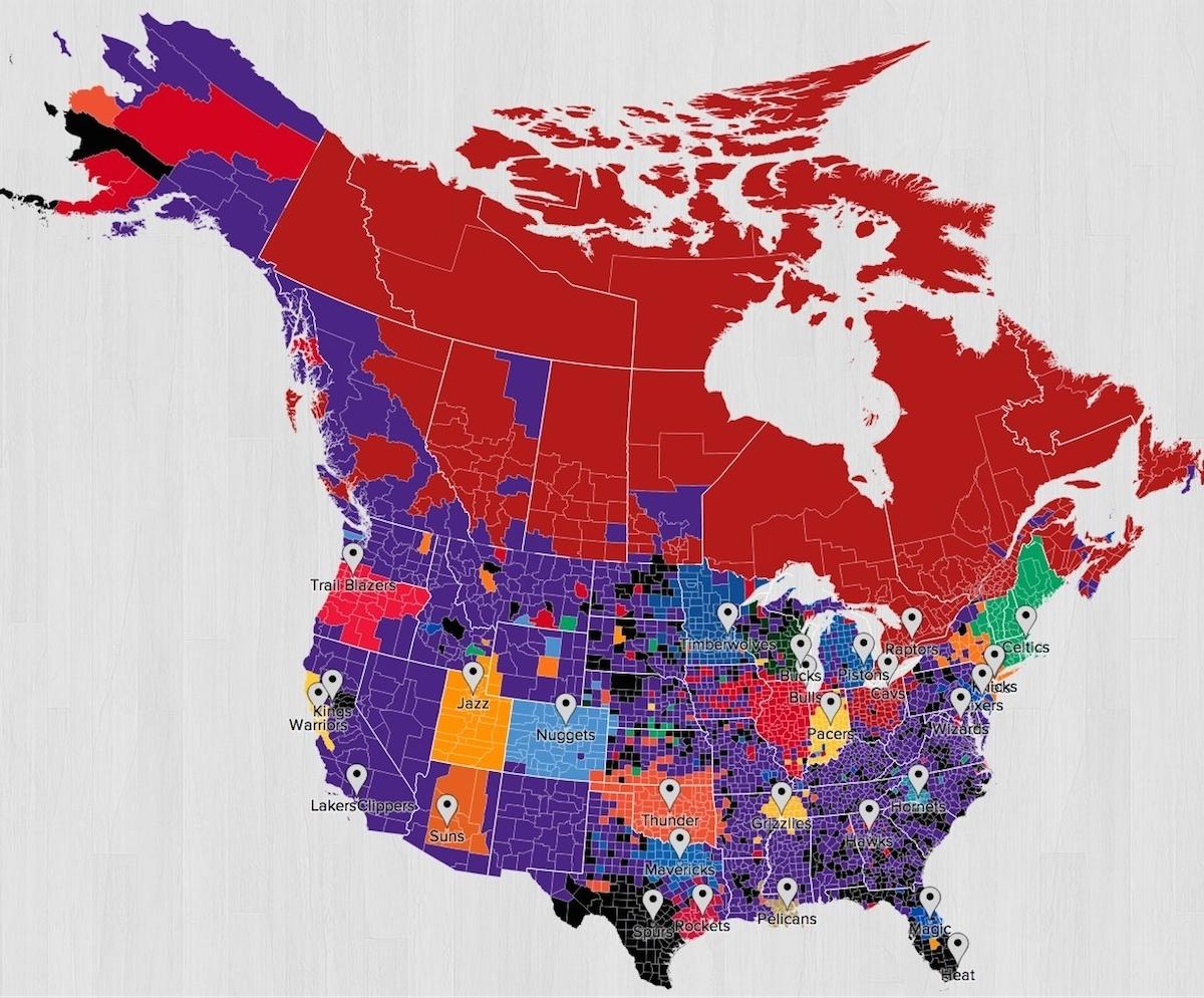 Which Team Do You Cheer For? An N.B.A. Fan Map - The New York Times