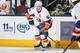 COLUMBUS, OH - JANUARY 10: John Tavares #91 of the New York Islanders skates against the Columbus Blue Jackets on January 10, 2015 at Nationwide Arena in Columbus, Ohio. (Photo by Jamie Sabau/NHLI via Getty Images)