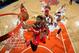 NEW YORK, NY - DECEMBER 25: Nene Hilario #42 of the Washington Wizards shoots during a game against the New York Knicks at Madison Square Garden on December 25, 2014 in New York, New York. NOTE TO USER: User expressly acknowledges and agrees that, by down
