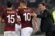 ROME, ITALY - MARCH 17: Francesco Totti and Miralem Pjanic of AS Roma speak with head coach Rudi Garcia during the Serie A match between AS Roma and Udinese Calcio at Stadio Olimpico on March 17, 2014 in Rome, Italy. (Photo by Paolo Bruno/Getty Images)