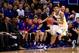 LAWRENCE, KS - JANUARY 19: Kelly Oubre Jr. #12 of the Kansas Jayhawks controls the ball during the game against the Oklahoma Sooners at Allen Fieldhouse on January 19, 2015 in Lawrence, Kansas. (Photo by Jamie Squire/Getty Images)