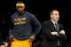 LOS ANGELES, CA - JANUARY 15: LeBron James #23 of the Cleveland Cavaliers returns to the court behind Head Coach David Blatt of the Cleveland Cavaliers during a 109-102 win over the Los Angeles Lakers at Staples Center on January 15, 2015 in Los Angeles,
