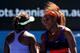 MELBOURNE, AUSTRALIA - JANUARY 23: Sloane Stephens (L) of the United States celebrates winning her Quarterfinal match against Serena Williams of the United States during day ten of the 2013 Australian Open at Melbourne Park on January 23, 2013 in Melbour