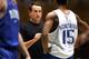 Krzyzewski giving pointers to Gerald Henderson.