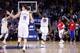 Jan 21, 2015; Oakland, CA, USA; Golden State Warriors center Andrew Bogut (12), guard Klay Thompson (11), and forward Draymond Green (23) celebrate after the Warriors' score against the Houston Rockets during the third quarter at Oracle Arena. The Warrior