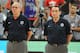 BARCELONA, SPAIN - SEPTEMBER 6: Coaches Jim Boeheim and Mike Krzyzewski of the USA Basketball Men's National Team stands for the National Anthem against the Mexico National Team during the 2014 FIBA World Cup at Palau Sant Jordi on September 6, 2014 in Ba