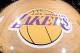 SAN DIEGO, CA- OCTOBER 6: A shot of the Los Angeles Lakers logo before they take on the Denver Nuggets at the Valley View Sports Arena in San Diego, California on October 6, 2014 . NOTE TO USER: User expressly acknowledges and agrees that, by downloading